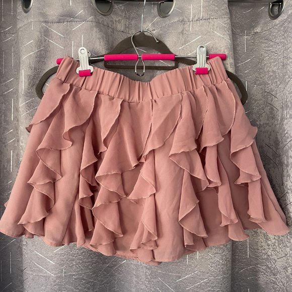 DIVIDED BY H&M Frilly Pink Mini Skirt - High-waisted Flare Style - Sz 6 - Picture 5 of 6